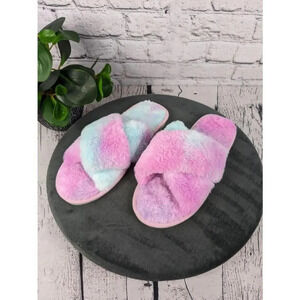 NEW Plush fuzzy colorful slide style slippers, EUR 40-41